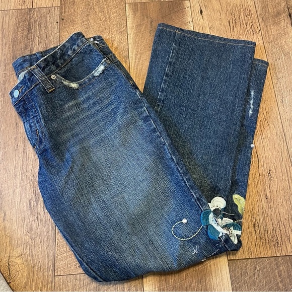 Guess Vintage 90s Y2K Fairycore Boho Embroidered Flare Jeans K3 - Picture 5 of 5